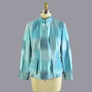 BASLER BUFFALO CHECK SATIN ZIP FRONT JACKET